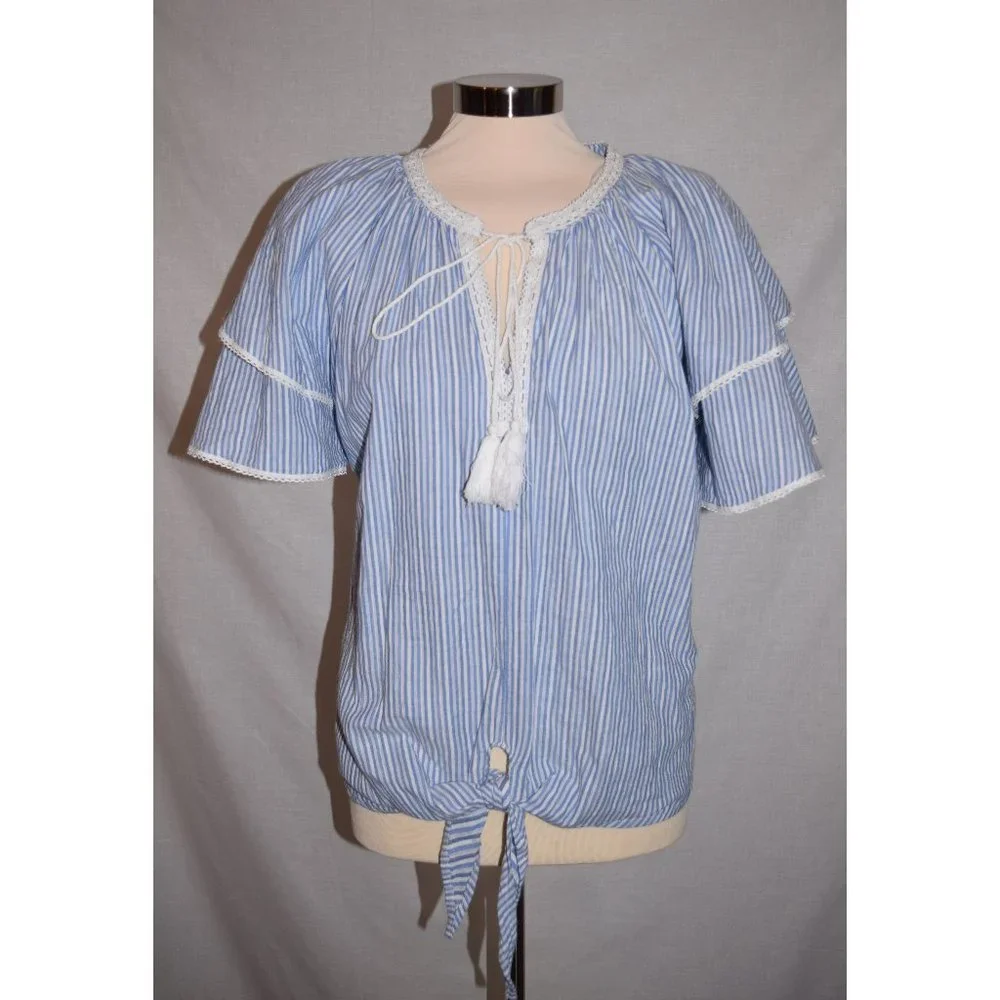 Seven7 Striped Tie Front Blouse size XL - Picture 1 of 10